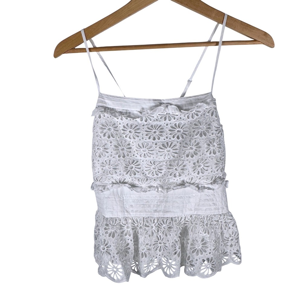 J.Crew Floral Eyelet Peplum Camisole Top Womens S Smocked Back BR650